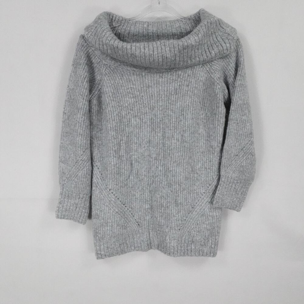 Pilcro Sweater Womens Large Gray Cowl Neck‎ Pullover Knit Ribbed Winter Fall